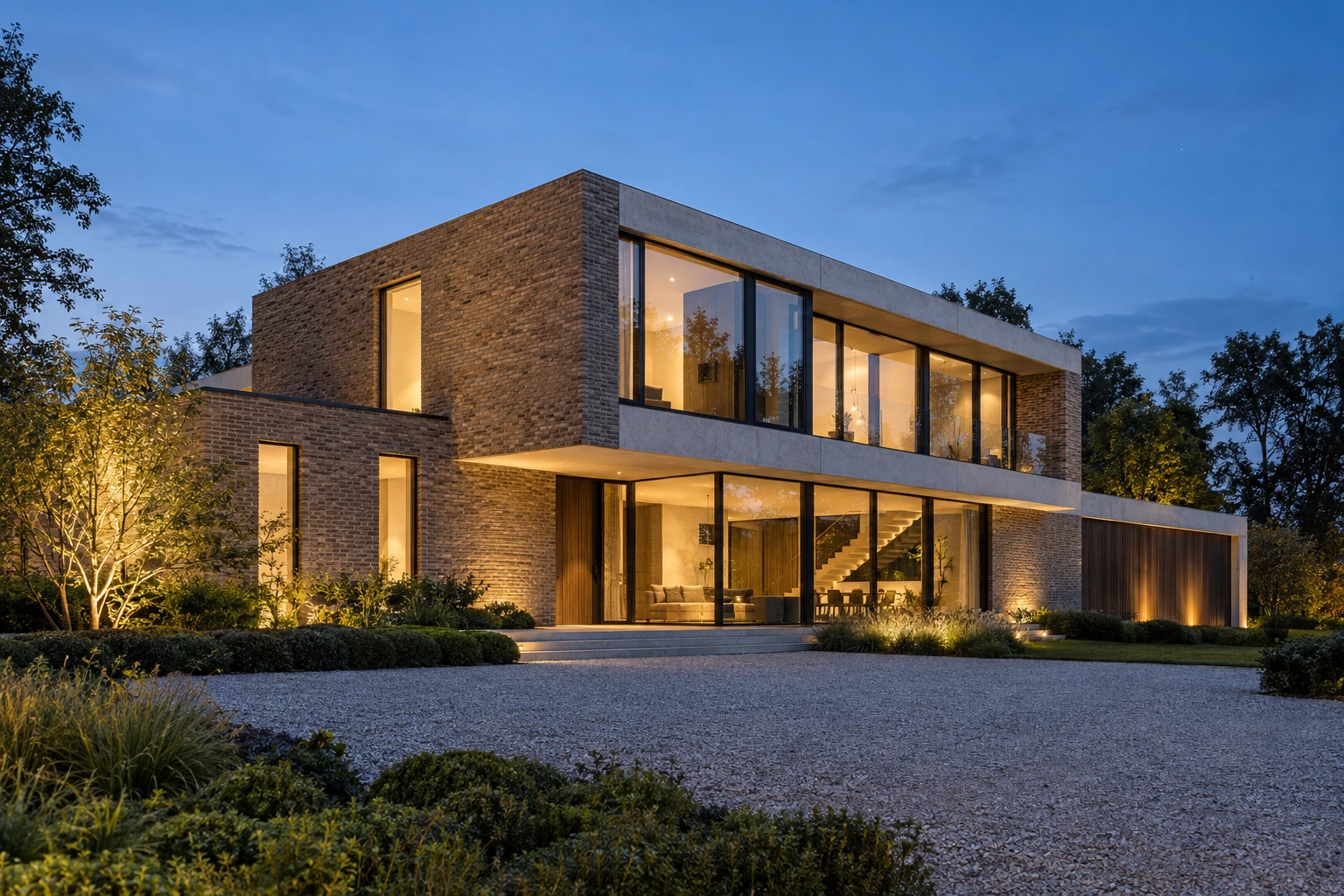 Architecturale sfeerimpressie van een moderne bakstenen woning
